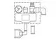 Schematische Darstellung einer Kesselsicherheitsgruppe von Vaillant mit Druckmanometer und Anschlussdetails.